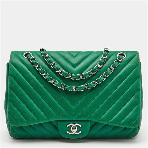 chanel chevron handbag|Chanel green 17s Chevron.